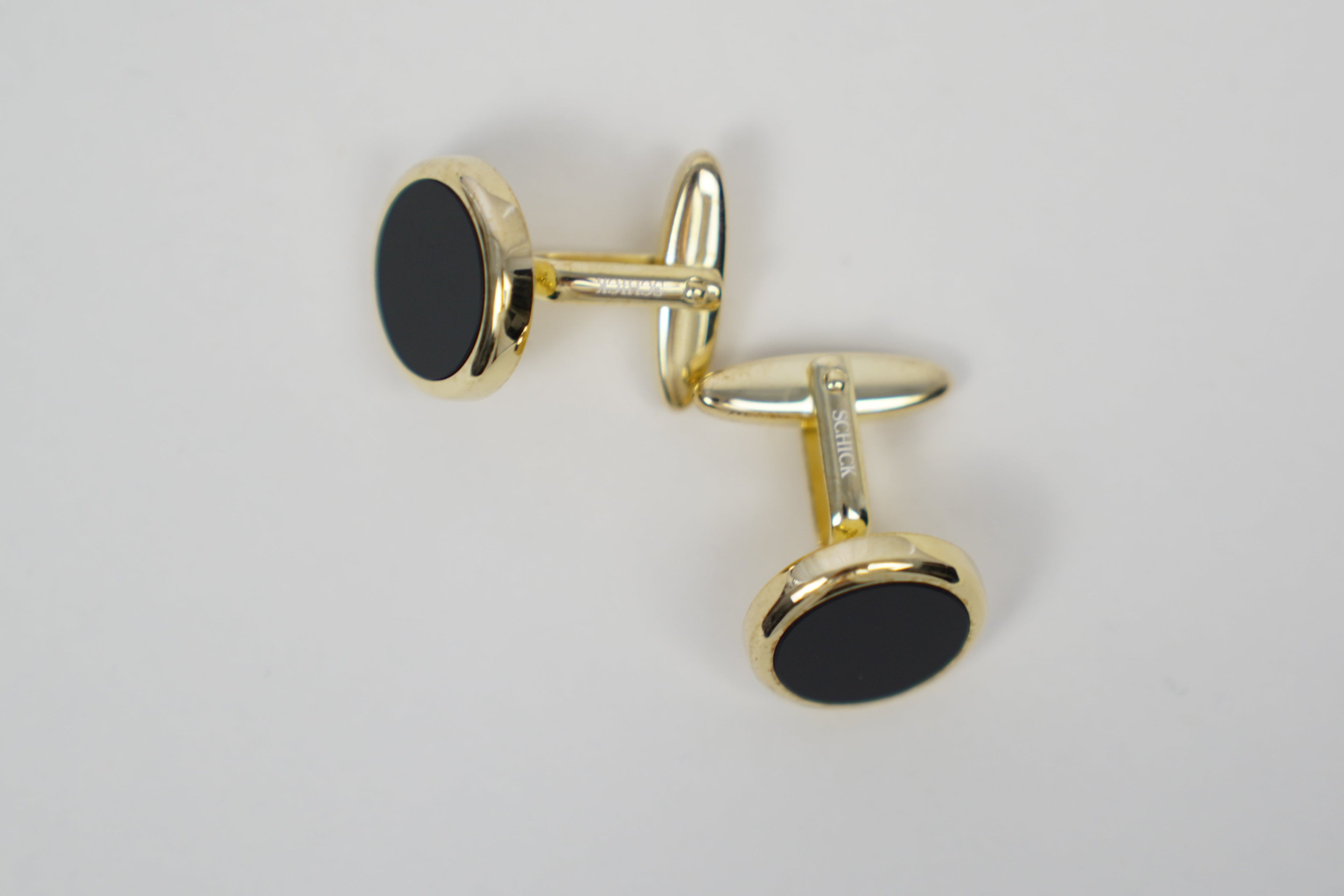 Gold-plated sterling silver cufflinks with onyx stone
