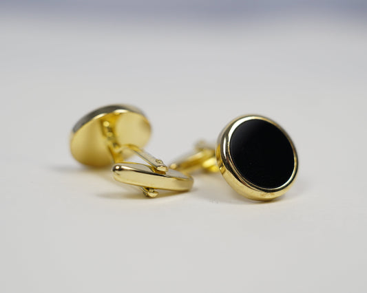 Gold-plated sterling silver cufflinks with onyx stone